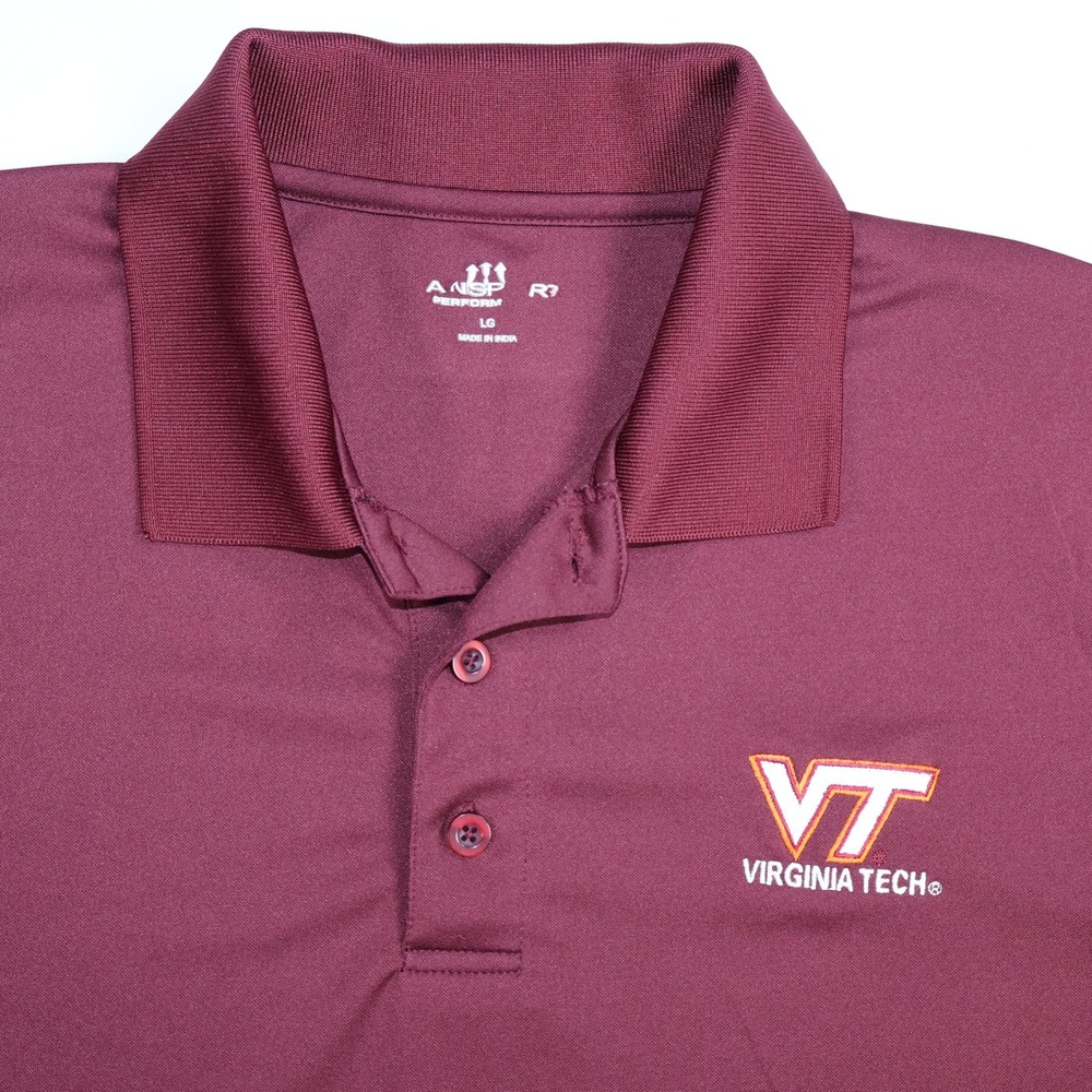 Vansport Virginia Tech Hokies Maroon Performance Polo Shirt Large 2600